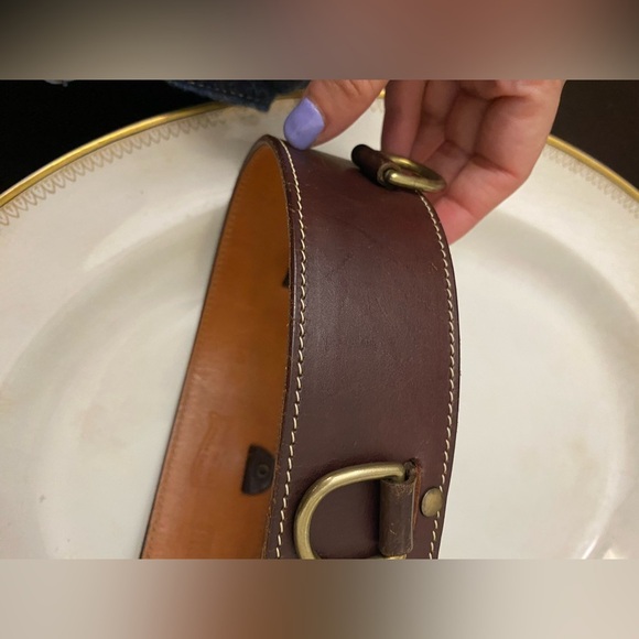 DKNY Brown Leather Belt with Gold Buckle - Picture 6 of 13